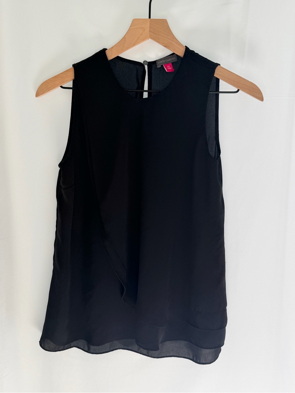 Vince Camuto Black Sleeveless Layered Chiffon Camisole